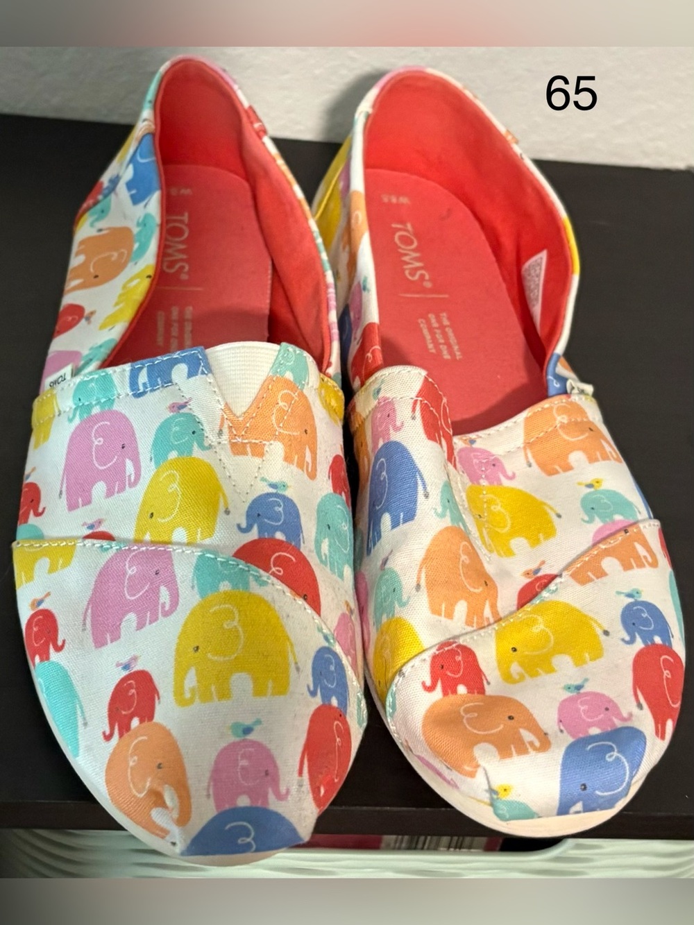 Toms Women’s Canvas Slip-Ons with Colorful Elephant Print